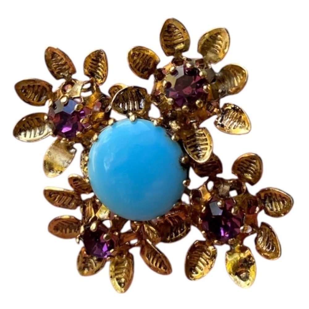 Vintage Austria Blue Brooch